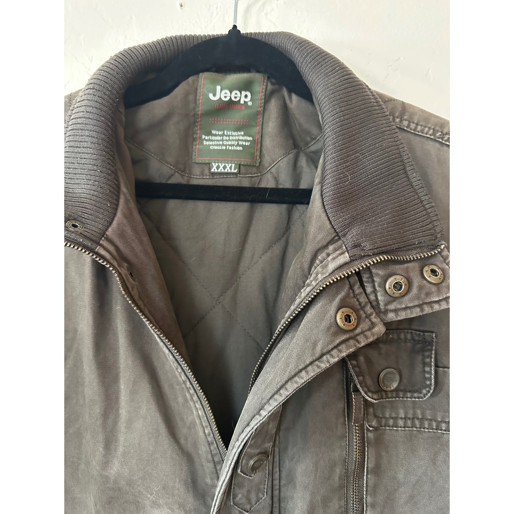 Jeep Classic Fashion Mens XXXL Olive Canvas Quilted Field Jacket Utility Coat - Picture 2 of 16